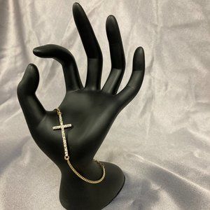 Pavé Gold Cross Bracelet